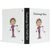 White Female Stick Figure Nurse T-shirts and Gifts Vinyl Binders