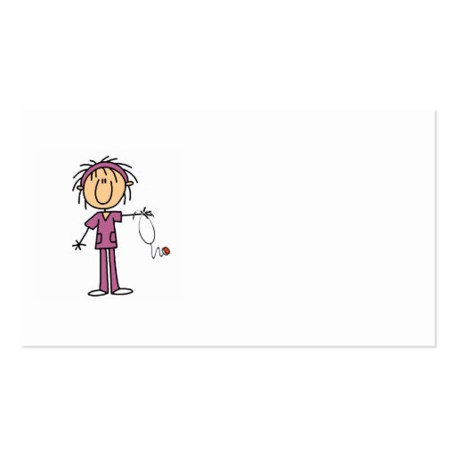 White Female Stick Figure Nurse T-shirts and Gifts Business Card Templates (back side)