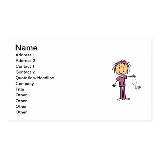 White Female Stick Figure Nurse T-shirts and Gifts Business Card Templates