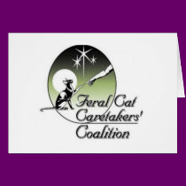 White Feral Cat Logo Greeting Cards cards