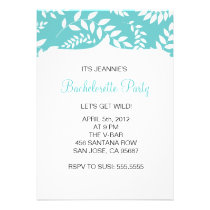 White Ferns Foliage on Teal Bachelorette Party invitations