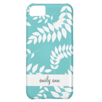 White Ferns Foliage on Teal Pattern Case For iPhone 5C