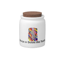 White Figure in front of red yellow blue smears Candy Jars