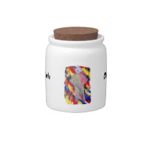 White Figure in front of red yellow blue smears Candy Dishes