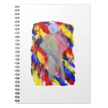 White Figure in front of red yellow blue smears Spiral Notebooks