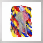 White Figure in front of red yellow blue smears Print