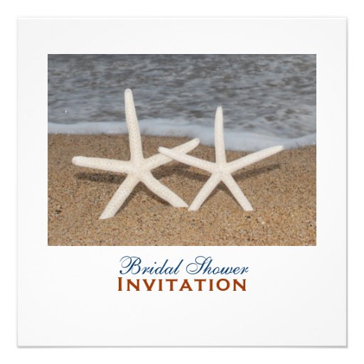 White Finger Starfish Bridal Shower Custom Invites