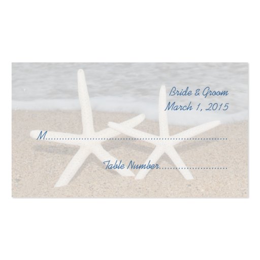 White Finger Starfish Wedding Place Cards Business Card (front side)