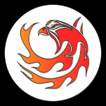 White Flame Tribal Eagle Head Round Sticker
