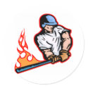 White Flaming Baseball Batter stickers