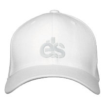 White Flex Fit Cap w/ white E1S logo Embroidered Hats