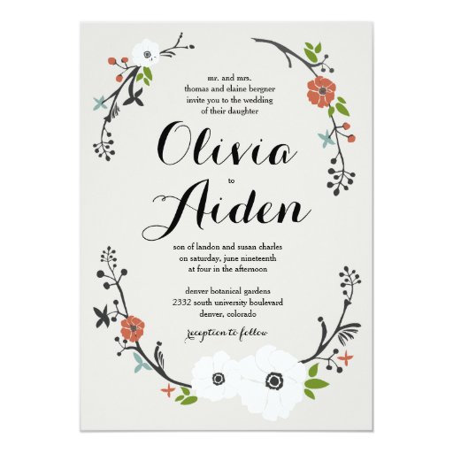 White Floral Branch Wreath | Wedding invitation 5