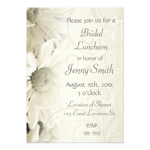 White Floral Bridal Luncheon Invitation Cards