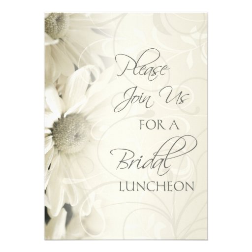 White Floral Bridal Luncheon Invitation Cards