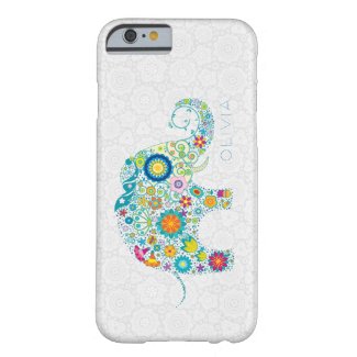 White Floral Damasks Colorful Floral Elephant Barely There iPhone 6 Case