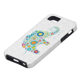 White Floral Damasks Colorful Floral Elephant iPhone 5/5S Cover