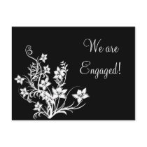 White Floral Design on Black Postcards