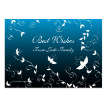 White floral on blue business cards