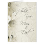 White Floral Parents  Wedding Day Thank You Card