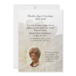 White Floral Photo Death Announcement Card