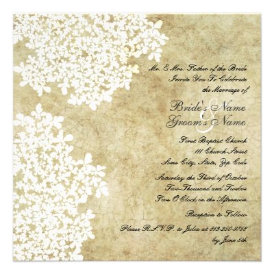 White Floral Vintage Square Wedding Invitations