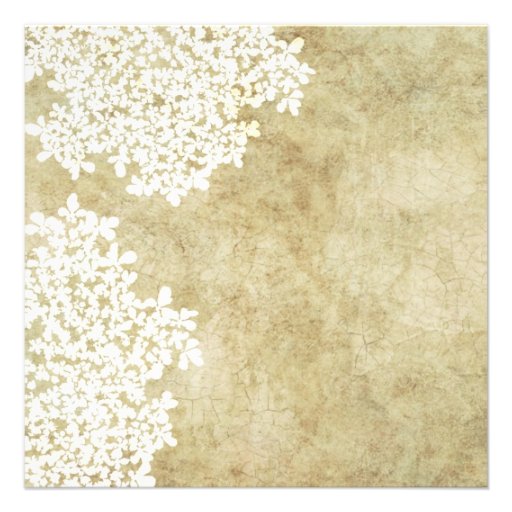 White Floral Vintage Square Wedding Invitations