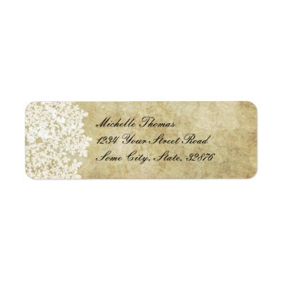 White Floral Vintage Wedding Address Custom Return Address Label