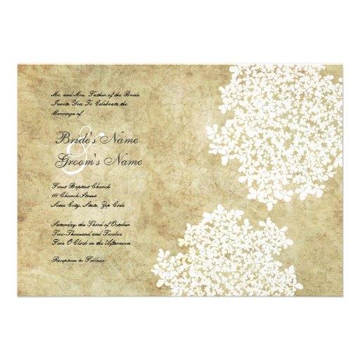 White Floral Vintage Wedding Invitations