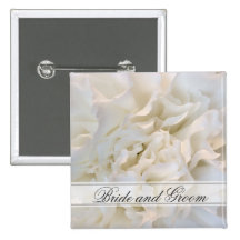 White Floral Wedding Button