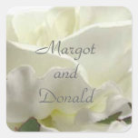 White Floral Wedding Envelope Seals  Template Square Stickers