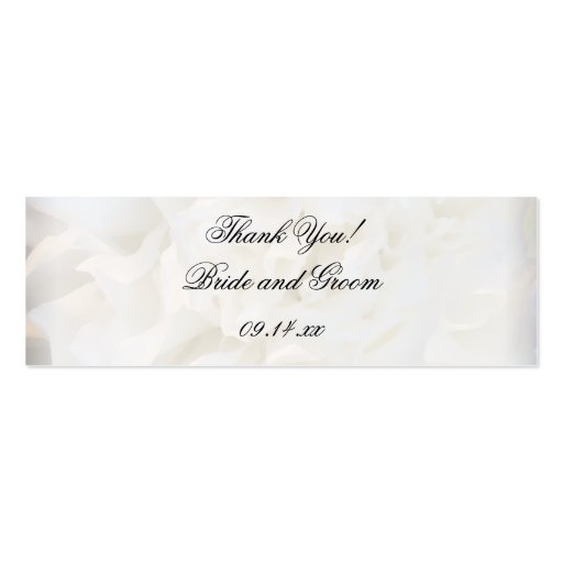 White Floral Wedding Favor Tags Business Card Template (front side)