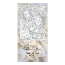White Floral Wedding Thank You Photo Card