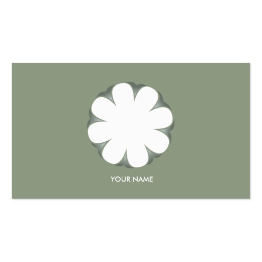 WHITE FLOWER BUSINESS CARD MOSSGREEN (front side)