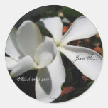 White Flower Custom Wedding Envelope Seals Sticker