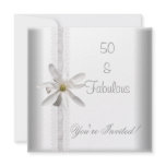 White Flower Fabulous 50th Birthday Party Lace Personalized Invitation