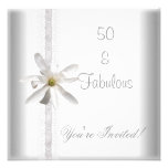 White Flower Fabulous 50th Birthday Party Lace Personalized Invitation