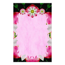 White Flower Flame Stationery