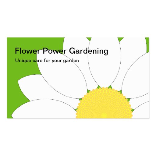 White Flower, Flower Power Gardening, Unique ca... Business Cards (front side)