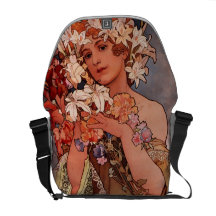 White flower lady - Mucha Commuter Bag