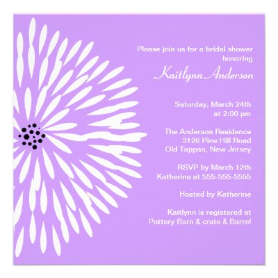 White Flower Lilac Spring Bridal Shower Invitation