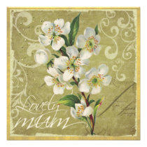White flower mother's day card invitations
