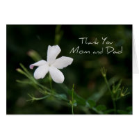 White Flower Parents  Wedding Day Thank You Card