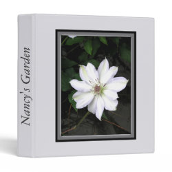 White Flower Personalized Three Ring Binder