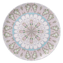 White Flower Pink Lace Hearts Plate