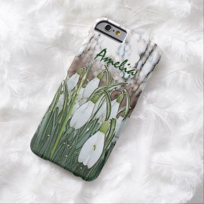White flower print, spring snowdrops barely there iPhone 6 case