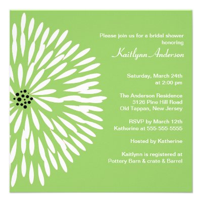 White Flower Sage Spring  Bridal Shower Invitation