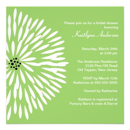 White Flower Sage Spring  Bridal Shower Invitation