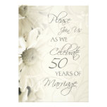 White Flowers 50th Wedding Anniversary Invitations