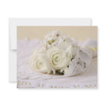 white flowers bouquet small invitation