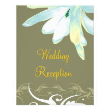 White Flowers brocade wedding reception Personalized Announcements